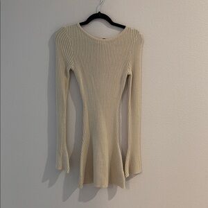 Princess Polly Beige Ribbed Knit Top